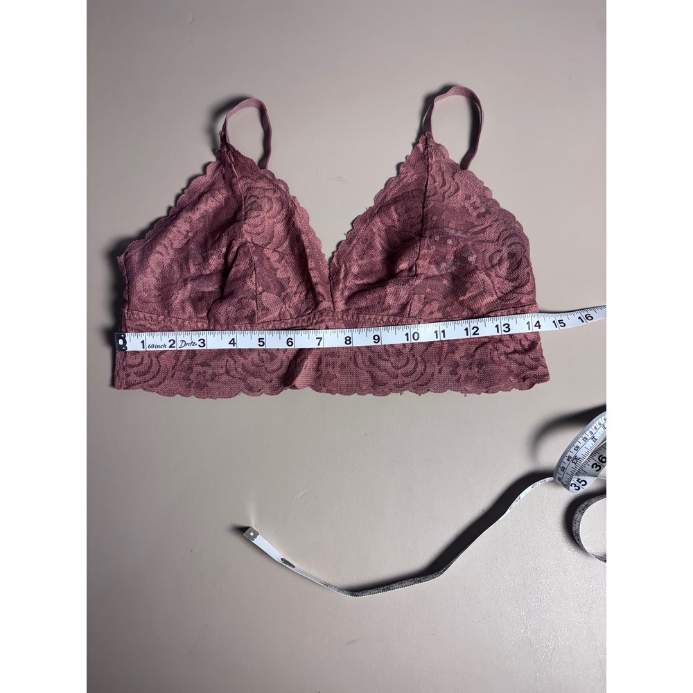 PINK Victoria's Secret Lace Bralette Bra Rose Mauve Plunge V-Neck Pullover Large - Picture 5 of 7